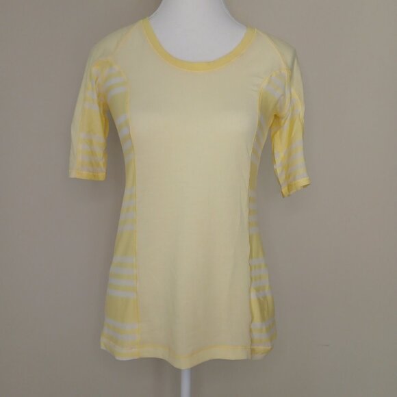 Lululemon Puri Tee Short Sleeve T-Shirt Yellow Sheer Size 6/Small - Picture 1 of 6
